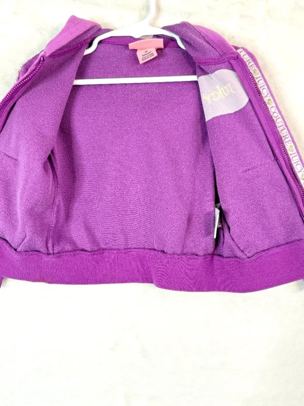 JUICY COUTURE Girls Y2K Velour Embroidered Hooded Full Zip Track Jacket 2T